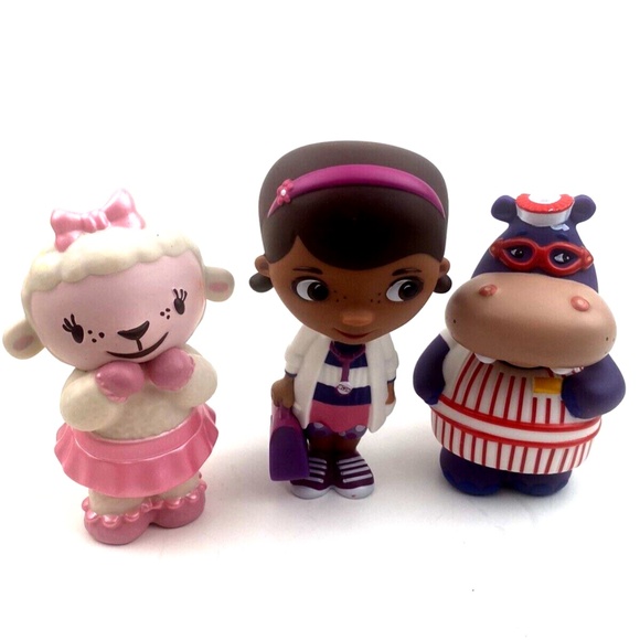 Doc McStuffin Figures 5" Toys 3pc Lot Set Lambie the Lamb Hallie Hippo Cartoons - Picture 1 of 8